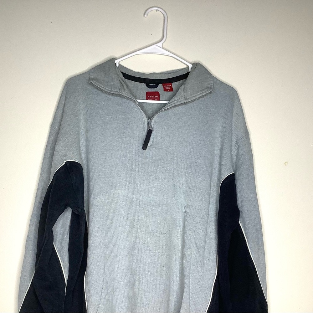 < 90’s Arrow Ribbed Pullover 1/4 Zip Sweatshirt > - Picture 2 of 4
